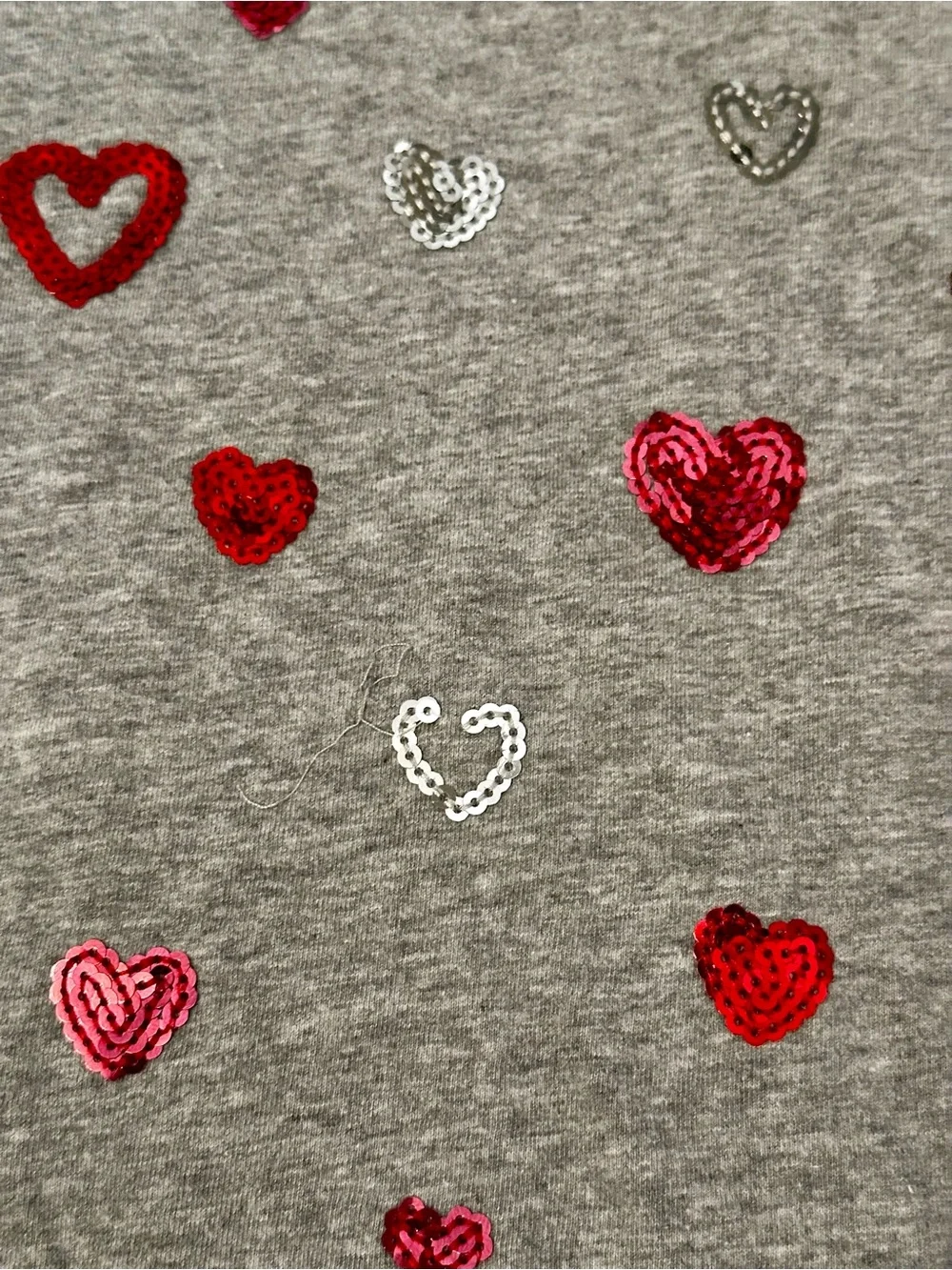 Gymboree Girls Size 6 Gray Sequin Heart Long Sleeve Ruffle Hem Top